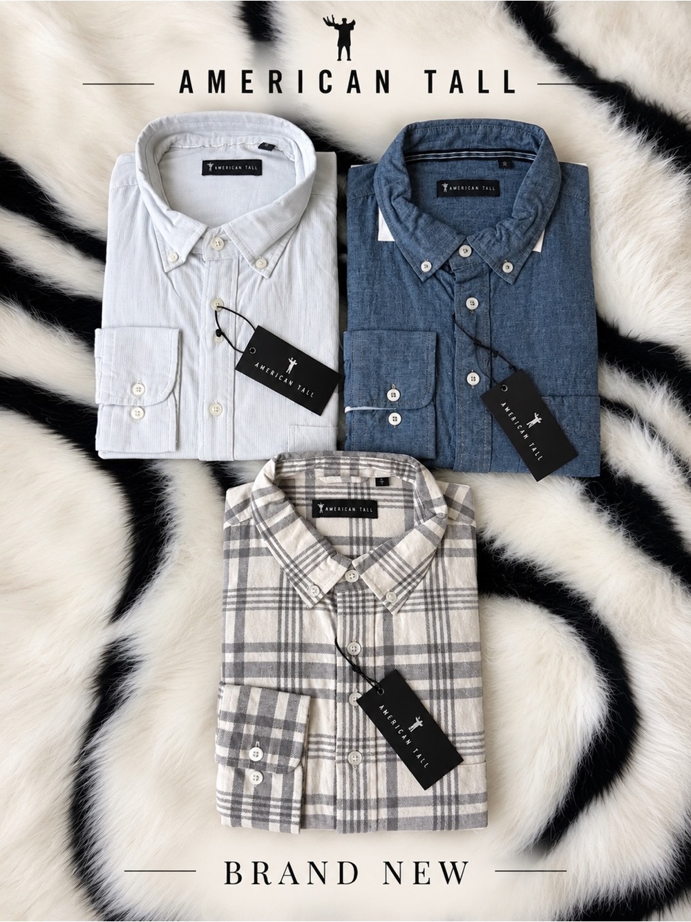 American Tall Men’s XL Tall Long Sleeve Button-Down Shirts BRAND NEW WITH TAGSx3